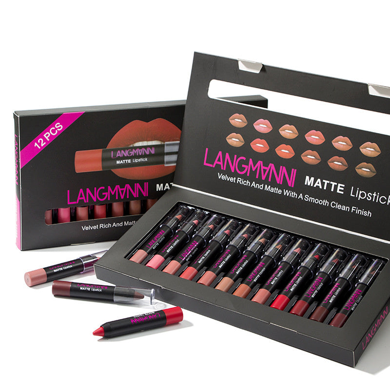 12 Farben Velvet Lippenstift Matt Set Wasserfest Smooth Red Tint 12 Pcs Batom Kit Makeup