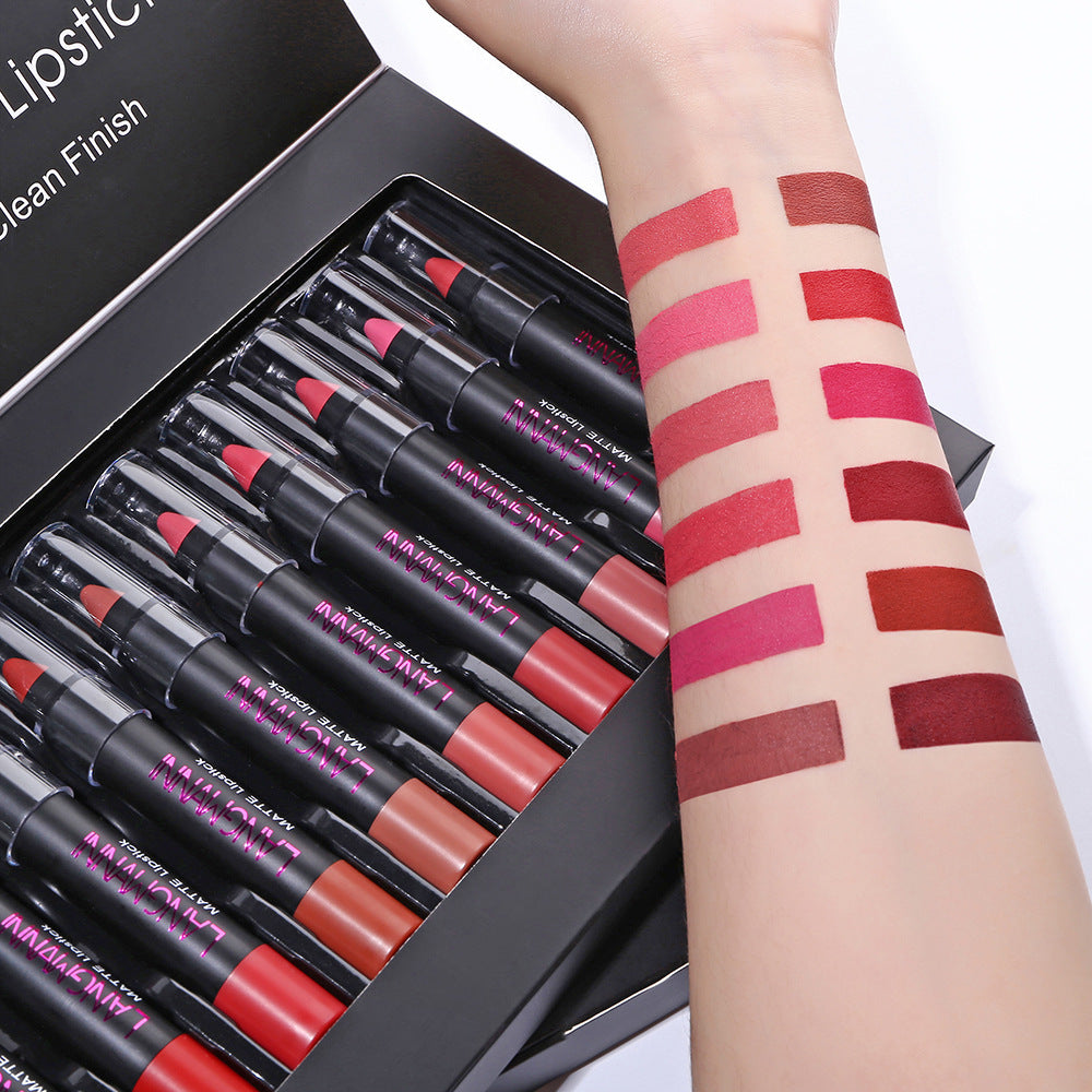 12 Farben Velvet Lippenstift Matt Set Wasserfest Smooth Red Tint 12 Pcs Batom Kit Makeup