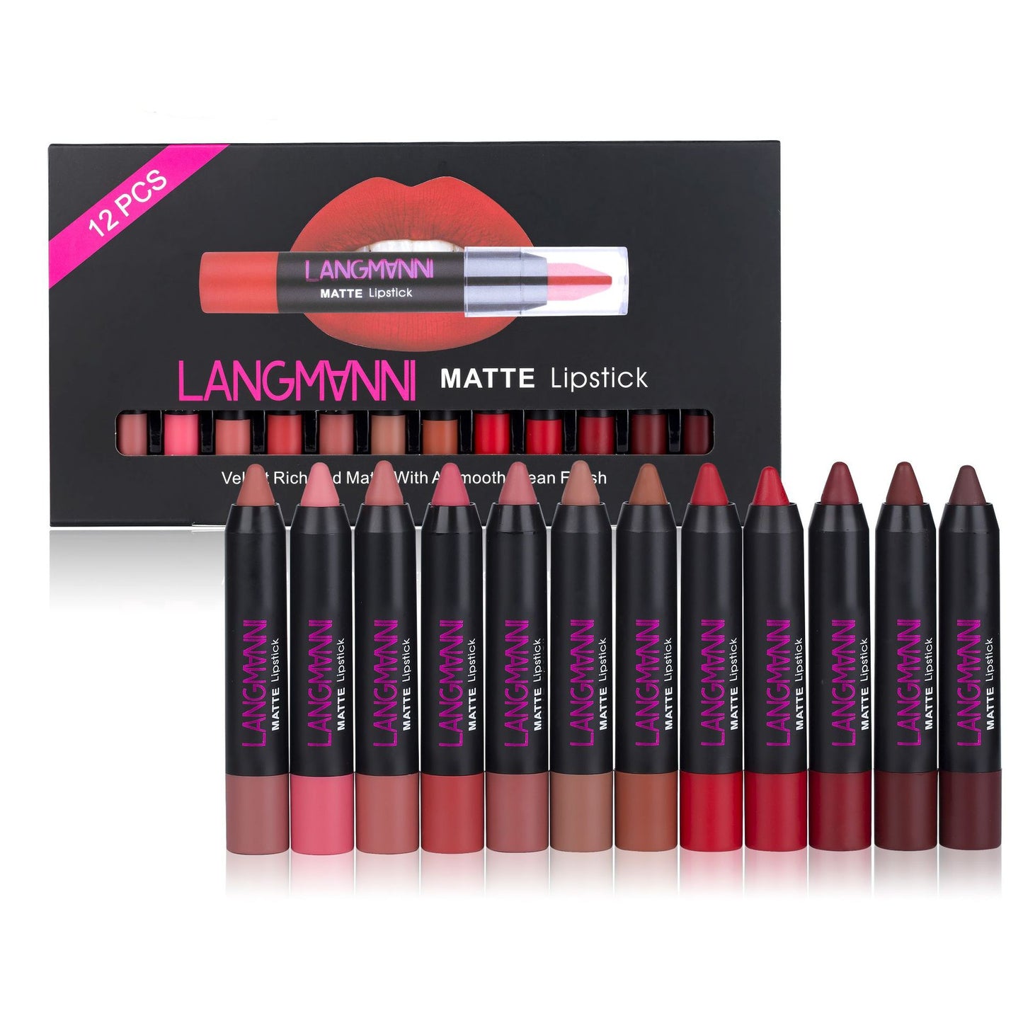 12 Farben Velvet Lippenstift Matt Set Wasserfest Smooth Red Tint 12 Pcs Batom Kit Makeup