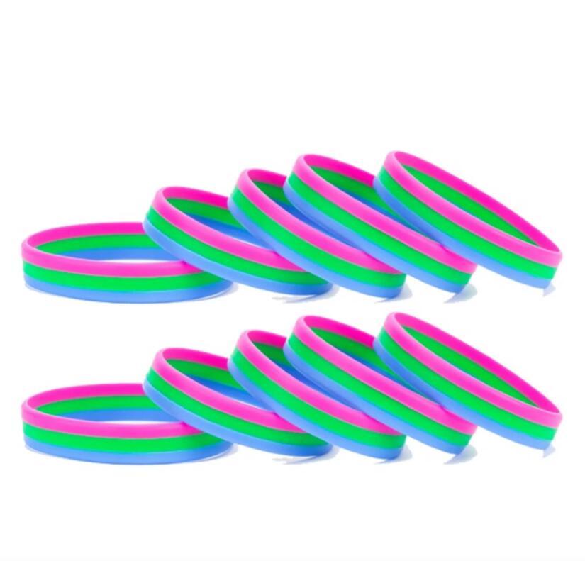 Poly Pride Silicone Rubber Bracelets LGBT Rainbow Silicone Bracelet